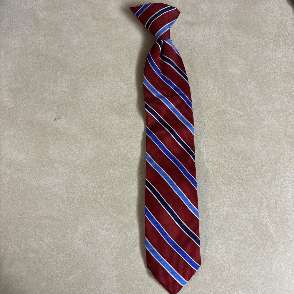 Boys Blue and Red Striped Chaps clip-on tie